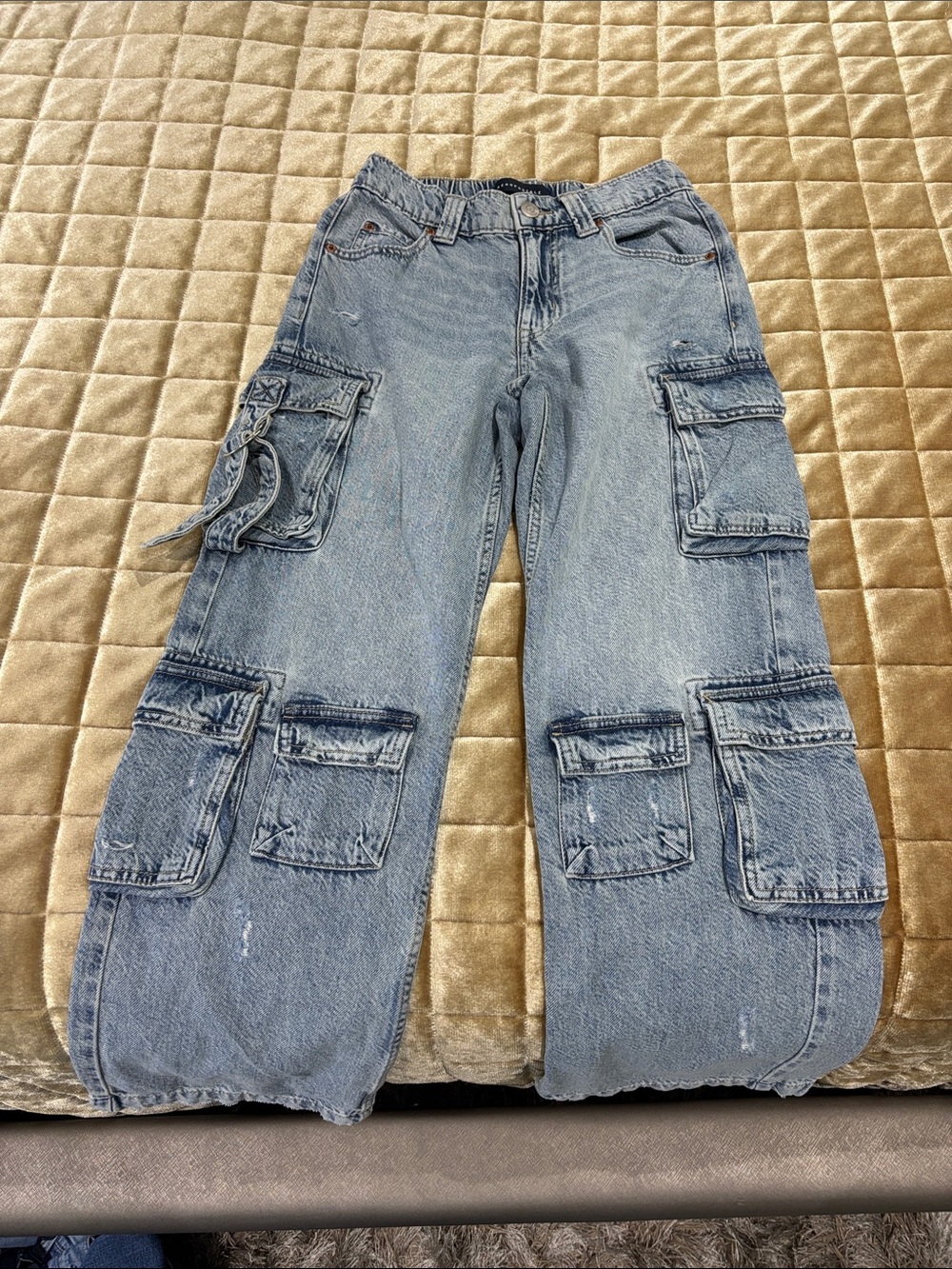 Aeropostale Light Blue Cargo Wide-Leg Jeans